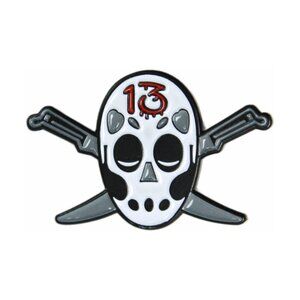 Hockey #13 Slasher Mask Enamel Pin - 80s Spooky Halloween Funny Goth Apparel NWT
